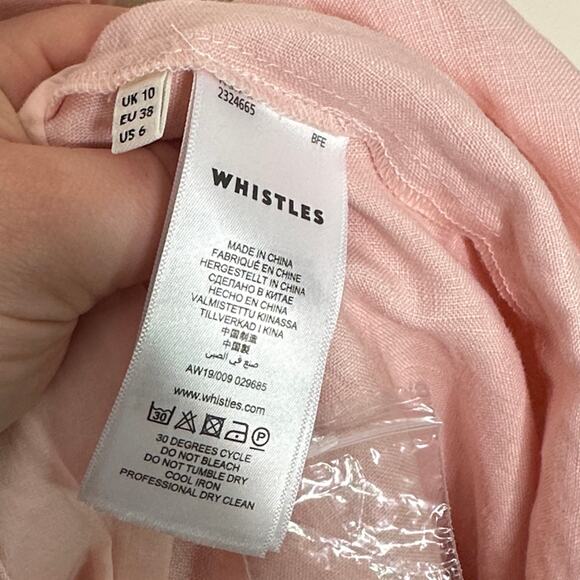 WHISTLES Linen Button Frill Midi Skirt Light Pink Sz 6 $158 {3J26} - Picture 5 of 6